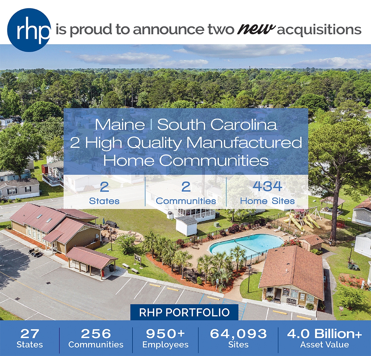RHP Properties Announces the Purchase of Two Manufactured Home Communities in Two States