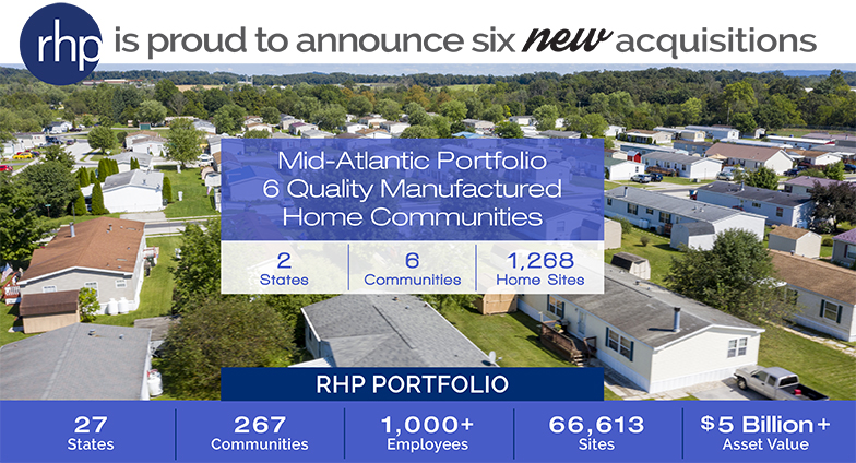 RHP Properties Announces Acquisition of Six Mid-Atlantic Manufactured Home Communities