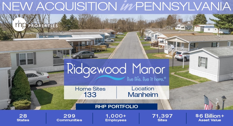 RHP Properties Announces Acquisition of Manheim Area Manufactured Home Community