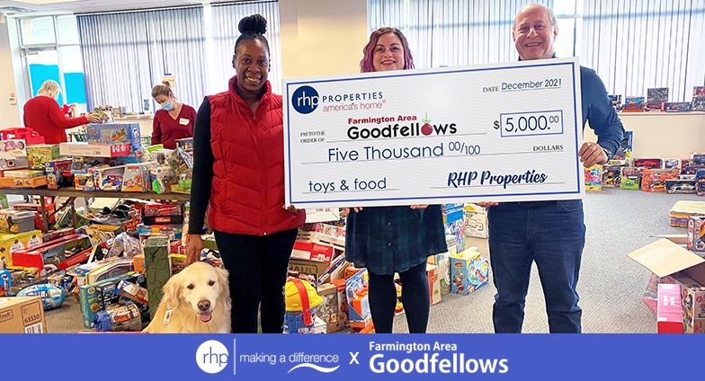 RHP Properties Raises $5,000 in Toys and Food Donations For Farmington Area Goodfellows