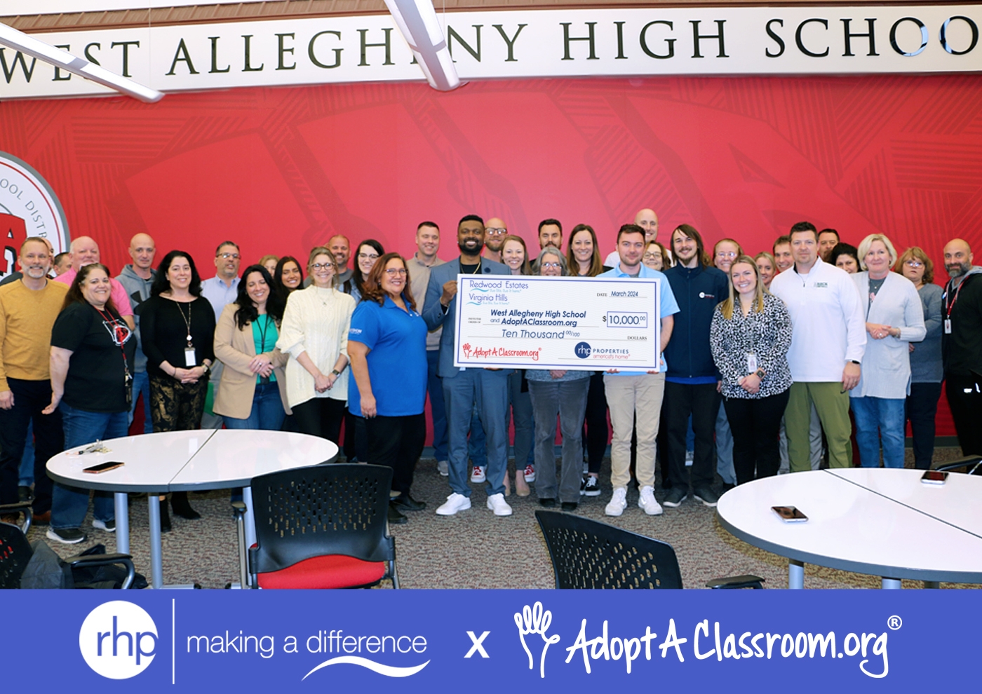 RHP Properties Partners With AdoptAClassroom.org To Support West Allegheny High School in Imperial, Pennsylvania