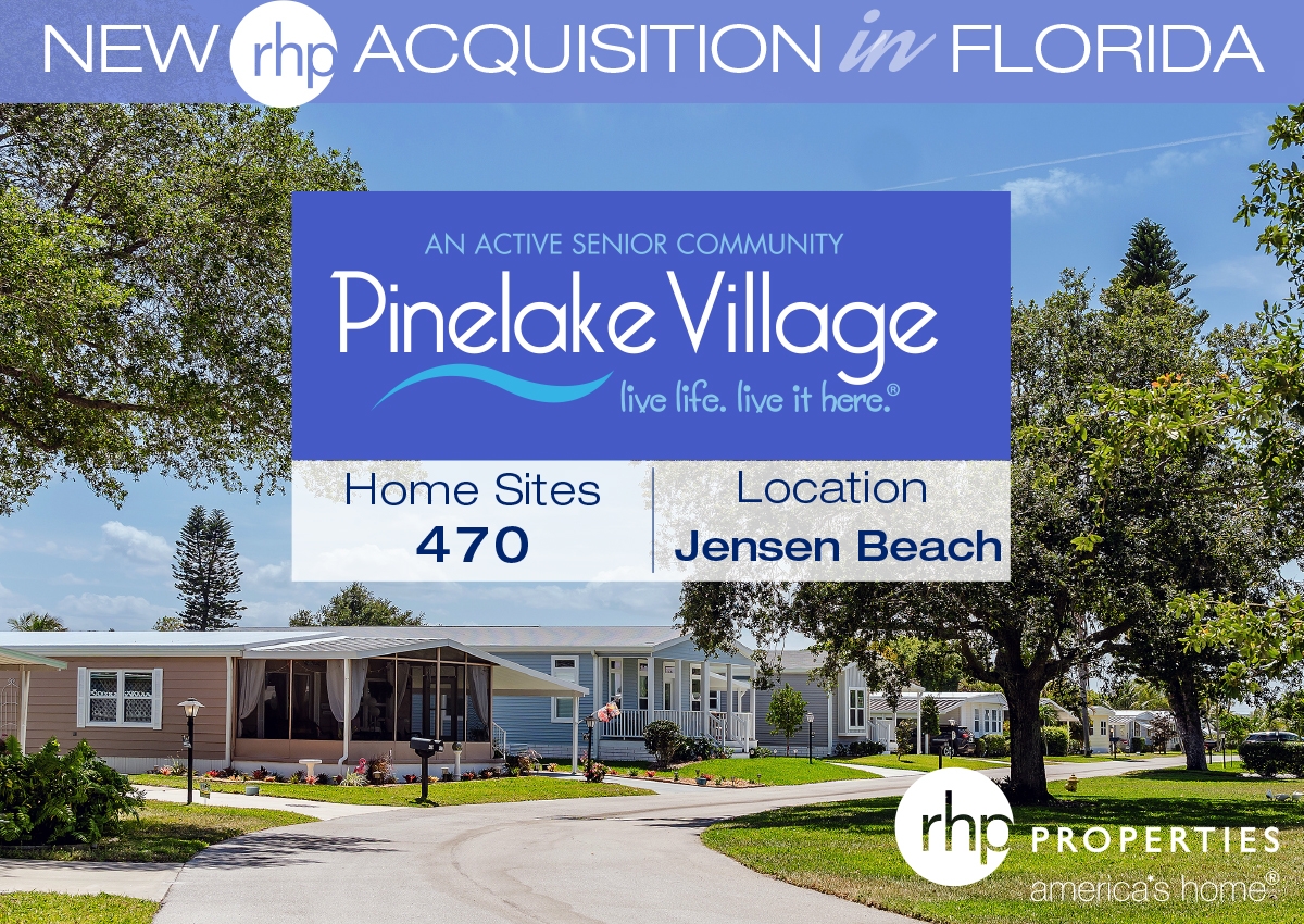 RHP Properties Announces Purchase of Active Senior Manufactured Home Community in Jensen Beach, Florida